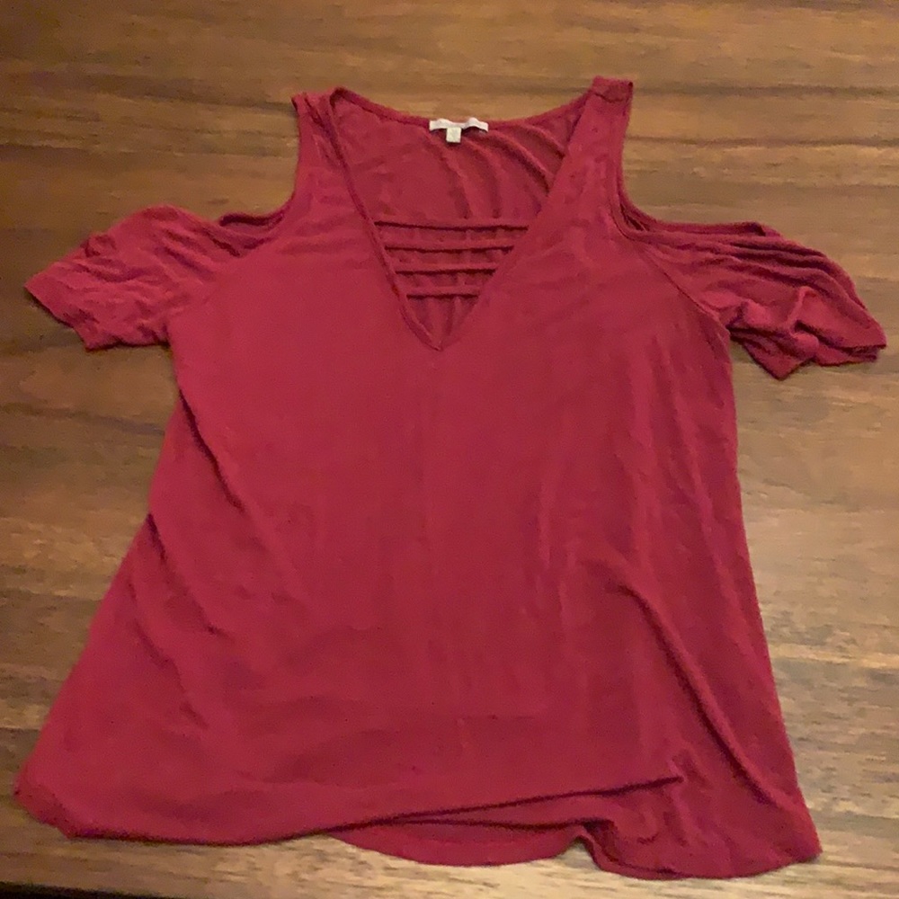 Red off-the-shoulder top